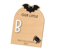 SZLIFE con l'impronta del primo piede del bambino per Halloween, fai da te, in legno, per celebrare un traguardo, regalo decorativo per la festa di, Pipistrello