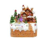 SZLIFE Decorazione natalizia a LED con casetta musicale per feste, 11x10,5x12 cm, regalo per ragazze, amici, famiglie, amanti, festival, 2 Omini di Pan di Zenzero