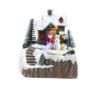 SZLIFE Decorazione natalizia a LED con casetta musicale per feste, 11x10,5x12 cm, regalo per ragazze, amici, famiglie, amanti, festival, Bambini E Pupazzo di Neve
