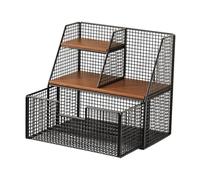 SZLIFE Espositore porta bustine da tè, cassetto estraibile con scomparto portaoggetti, organizer per bar del caffè per ufficio, Black S