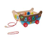 SZLIFE Gioco di incastro di forme in legno, carrello da tirare, gioco educativo di abbinamento e infilatura di perline per bambini dell'asilo e della, con Numero