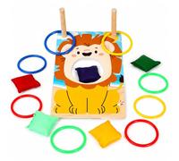 SZLIFE Gioco Lancio Sacchetti di Fagioli e Anelli in Legno per Bambini, Giochi da Spiaggia e All'Aperto per lo Sviluppo Precoce