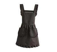 SZLIFE Grembiule Retrò con Volant Anteriori, Ideale per La Cucina, La Preparazione Dei Pasti E Le Pulizie. Un Fantastico Regalo di Inaugurazione Del, Nero