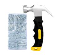SZLIFE Kit assortimento di chiodi, piccolo martello con manico antiscivolo, martello da 8 once, kit per appendere quadri, arazzi, cornici per soggiorno