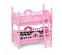 SZLIFE Letto a Castello per Bambole Plastica, Plastica resistente, scaletta inclusa, set biancheria da letto, per bambine 4-6 anni, Rosa, Letto a castello per bambole