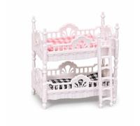 SZLIFE Letto a Castello per Bambole Plastica, Plastica resistente, scaletta inclusa, set biancheria da letto, per bambine 4-6 anni, Bianco, Letto a castello per bambole