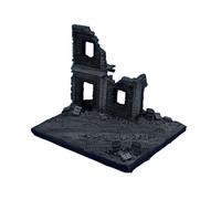 SZLIFE Modello di casa distrutta in scala 1/72 Materiali fai da te Ornamento di base realistico Micro paesaggio Resina Rovine in miniatura Scena diorama