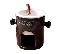 SZLIFE Pentola Fonduta Cioccolato Scaldino Burro Riscaldatore Fonduta Formaggio Porcellana Adatta per Merenda Cucina, Marrone