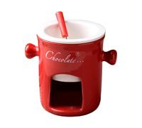 SZLIFE Pentola Fonduta Cioccolato Scaldino Burro Riscaldatore Fonduta Formaggio Porcellana Adatta per Merenda Cucina, Rosso