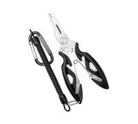 SZLIFE Pinza da pesca Split Rings Pinza non colpita Lightweight Portable With Lanyard Hook Remover per la rimozione della rimozione della pesca a mosca, Nero
