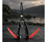 SZLIFE Pinza Multiuso da Pesca, Multitool in Acciaio Inox 16.3cm, con Taglierino, Rimuovi Ami e Anelli Split, Nero/Rosso