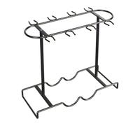 SZLIFE Porta Bicchieri Da Vino Rastrelliera Da Appoggio Portabottiglie di Design Scolabicchieri per Calici con Ganci Appesi Adatto per Piano di Lavoro Cucin, Nero