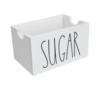 SZLIFE Porta bustine di Zucchero, Dispenser per bustine di Zucchero, di condimento per caffè, Versatile in Legno da 20, per scrivania da Bar e Ufficio, Bianco