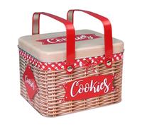 SZLIFE Scatola per biscotti in latta, scatola per dolciumi, quadrata multiuso in ferro da fattoria, barattolo per snack, cioccolato, tè, gioielli, snack, Rosso
