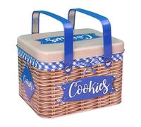 SZLIFE Scatola per biscotti in latta, scatola per dolciumi, quadrata multiuso in ferro da fattoria, barattolo per snack, cioccolato, tè, gioielli, snack, Blu