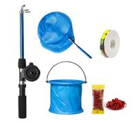 SZLIFE Set da Pesca Completo per Bambini Telescopica, e Esche, Set canna da pesca da 0,74 metri con retino e secchio