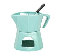 SZLIFE Set per fonduta di cioccolato in porcellana, pentola per sciogliere, tazza multifunzionale verde con forchetta, ciotola per pentola