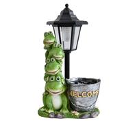 SZLIFE Statua a Secchiello con Rane da Giardino, Luce Solare, Scultura in Resina, Regalo e Durevole, Lampada da Paesaggio, Decorazione per Esterni,