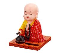 SZLIFE Statuetta di Piccolo a Energia Solare, Giocattolo per Auto, Decorazione per Auto, Bambole Che Si Muovono, Bambola con Testa Oscillante, Rosso, S