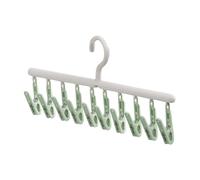 SZLIFE Stendibiancheria da viaggio per calzini con 10 clip, portatile, per pantaloni da, stendibiancheria per reggiseni, guanti, sciarpe, dormitorio, Verde