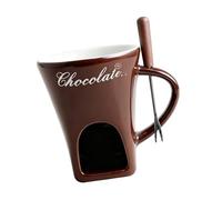 SZLIFE Tazza per Fonduta, Scalda-Fonduta, Cioccolata in Ceramica, Pentola per Cioccolata Calda, Porta-caramelle, Marrone