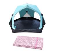 SZLIFE Tenda Up Automatica per Campeggio e Spiaggia, Montaggio Rapido, Ventilazione a Sei Lati, per 4 Posti, Set tenda ad apertura rapida + tappetino da picnic