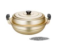 SZLIFE Vaporiera in alluminio, pentola per cuocere alimenti, pentola per cuocere a vapore, per a vapore con coperchio per cucina, fornello, sala da pranzo, Oro 38.5x23cm