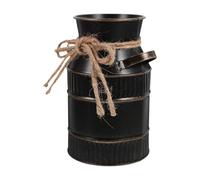 SZLIFE Vaso per fiori in metallo decorativo, design vintage, secchio per fiori antichi, brocca per il latte, vaso per composizioni floreali in camera da, Nero