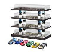 SZLIFE Vetrina espositiva per Modelli di Veicoli pressofusi in Scala 1:64, Garage per Auto pressofusi in Acrilico con 6 Auto, Scenario, parcheggio, vetrina, 4 Strati