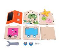 SZLIFE Wood Busy House Basic Life Skills, cubo di attività multifunzionale, allenamento della motricità fine per l'apprendimento pratico della realtà