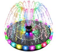SZMP Fontana Solare da 3,5W per Bagno degli Uccelli con Batteria da 2000mAh e Luce LED 3D che Cambia Colore, Fissatore Anti-Deriva e 8 Ugelli, Kit Fontana ad Energia Solare per Giardino, Patio, Stagno