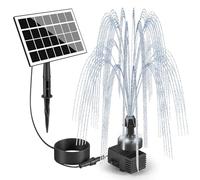 SZMP Fontana Solare da Giardino Esterno 3.5W Pompa Solare per Fontana 2025 Upgraded,16.4ft Piedi con Luci LED,2000mAh Batteria,8 Effetti Ugelli per Laghetto,Acquario,Stagno o Decorazione del Giardino