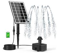 SZMP Fontana Solare Pompa 3.5W Fontana da Giardino Solare Built-in 2000mAh Batteria,2025 Upgraded 16.4ft Piedi Kit Pompa per Fontana Solare,8 Effetti Ugelli per Stagno o Decorazione del Giardino