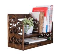 SZOMH Libreria da tavoloScaffale da scrivania in Legno massello a 2 Livelli, Organizer da scrivania Scaffale portaoggetti Forniture per Ufficio per la casa Soggiorno Camera da Letto Comodino