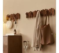 SZPLLZY Appendiabiti da Parete in Noce, Appendiabiti da Parete in Legno, Ganci for Chiavi di Pianoforte, Appendiabiti da Parete Ribaltabile for Ingresso, Armadio, Bagno(6 Hooks)