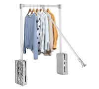SZPLLZY Système de levage de penderie réglable, Tringle latérale avec poignée télescopique, capacité de Charge de 15 kg, Argenté, 930 x 1250 mm, idéal pour gagner de la Place et faciliter l'accès.
