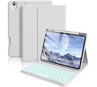 SZPSGC Tastiera per iPad Air 11 pollici, M3/M2 (2025/2024), iPad Air 5th/4. Gen (2022/2020) con portapenne, tastiera retroilluminata a 7 colori, copertura tastiera rimovibile senza fili, grigio