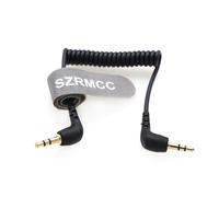 SZRMCC Cavo audio per microfono da 3,5 mm, ad angolo retto, doppio cavo patch a spirale TRS da 3,5 mm per Rode SC2 SC7 Wireless GO II/Pro Receiver D-JI Mic 2 Canon 5D S-Ony DSLR Camera
