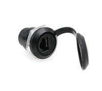 SZRMCC Connettore RJ45 per montaggio a pannello RJ45 CAT6/CAT5E/CAT5 femmina a femmina, accoppiatore impermeabile, adattatore di estensione di rete LAN Ethernet (nero, 1 pezzo)