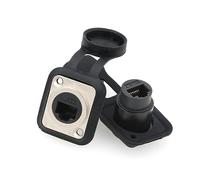 SZRMCC Connettore RJ45 per montaggio a pannello RJ45 CAT6/CAT5E/CAT5 femmina a femmina, accoppiatore impermeabile, adattatore di estensione di rete LAN Ethernet (nero + oro)