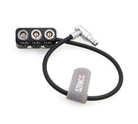 SZRMCC da 1 a 3 Mini Power Splitter Box ad angolo retto RS Fischer 3 pin maschio a 1x RS 3 pin e 2X 2 pin femmina per ARRI Alexa RED Teradek Sony Venice Camera