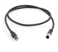 SZRMCC M12 4 Pin D-code Maschio a RJ45 Cavo Ethernet CAT 5e Cavo Alto Flessibile Schermato Impermeabile per Industriale Meccanico Sensore (3M,Nero)