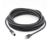 SZRMCC M12 4 Pin D-code Maschio a RJ45 Cavo Ethernet CAT 5e Cavo Alto Flessibile Schermato Impermeabile per Industriale Meccanico Sensore (15M,Nero)