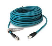 SZRMCC M12 8 Pin X-Coded Maschio a RJ45 Cavo Ethernet Cat7e Gigabit Schermato Cavo di rete impermeabile per Basler GigE Cognex in-Sight Sensori industriali di visione della telecameraa (25M,Nero)
