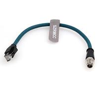 SZRMCC M12 8 Pin X-Coded Maschio a RJ45 Cavo Ethernet Cat7e Gigabit Schermato Cavo di rete impermeabile per Basler GigE Cognex in-Sight Sensori industriali di visione della telecameraa (30CM,Blu)