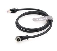 SZRMCC M12 8 Pin X-Coded Maschio Angolo Retto a RJ45 Cavo Ethernet Cat7e Gigabit Schermato Cavo di rete impermeabile per Basler GigE Cognex in-Sight Sensori industriali di visione (1M,Nero)