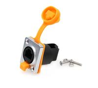 SZRMCC RJ45 Connettore Montaggio A Pannello Cat5e RJ45 Ethernet Femmina Paratia Accoppiatore IP65 Presa Connettore Impermeabile ConTappo Antipolvere（Giallo, 1pcs)