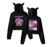 SZRXKJ Felpa con cappuccio unisex con orecchie di gatto, design grafico HUNTRAX K Pop Demon Hunter, Nero , M