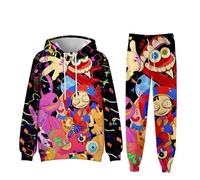 SZRXKJ Felpa con cappuccio unisex nero con stampa multicolore The Amazing Digital Circus Gaming Anime, Nero 1, 5XL