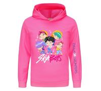 SZRXKJ Felpa unisex per bambini e adolescenti con stampa anime a maniche lunghe, Streetwear Huntrix Y2K, con cappuccio, per 2-16 anni, rosa hot, 150